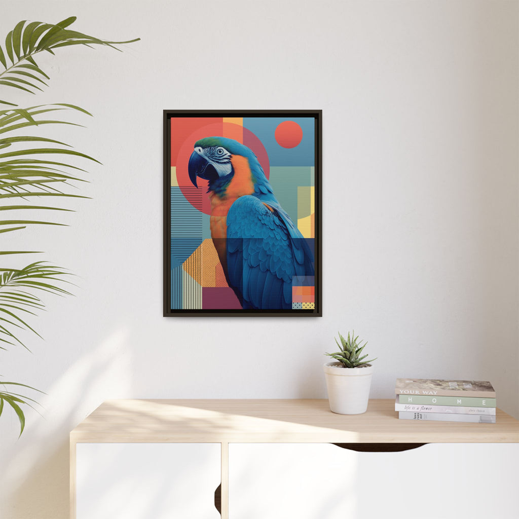 Macaw Geometric Framed Print : Mid-Century Modern Bird Art, Tropical Parrot Print   |  Personalized & Custom Orders Available