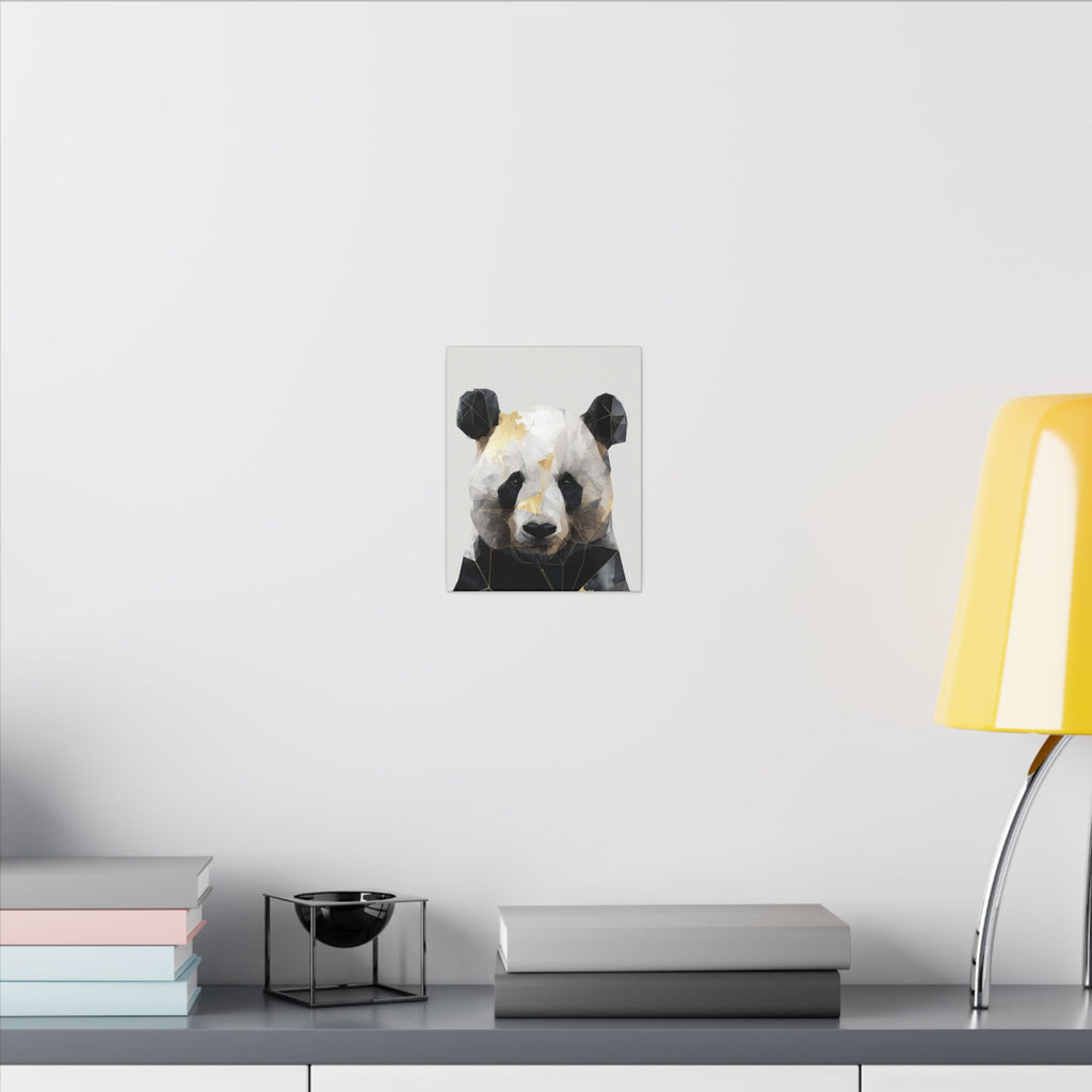 Geometric Panda: Low Poly Art, Contemporary Wildlife Portrait, Metallic Triangular Design   |  Personalized & Custom Orders Available