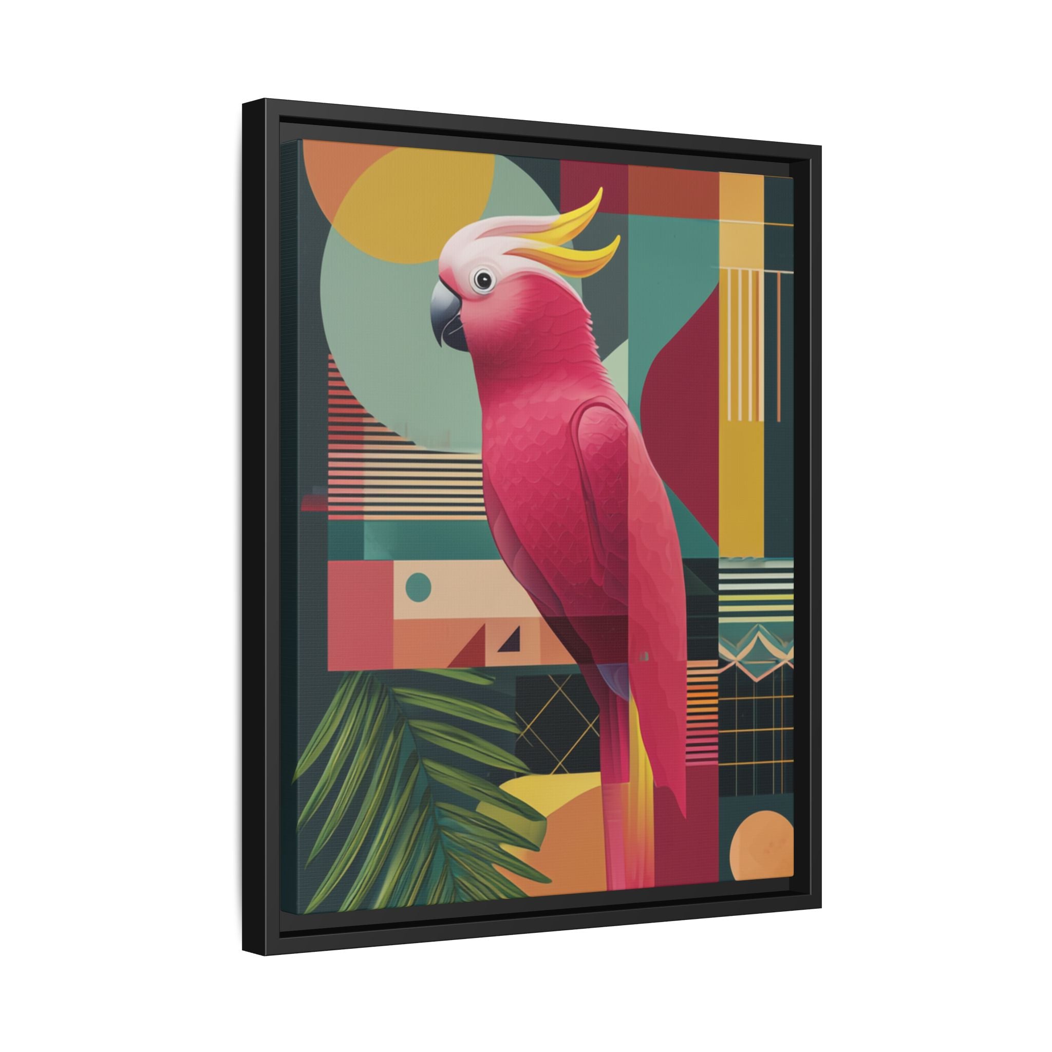 Geometric Cockatoo Framed Print: Mid-Century Modern Bird Art, Contemporary Graphic Print   |  Personalized & Custom Orders Available