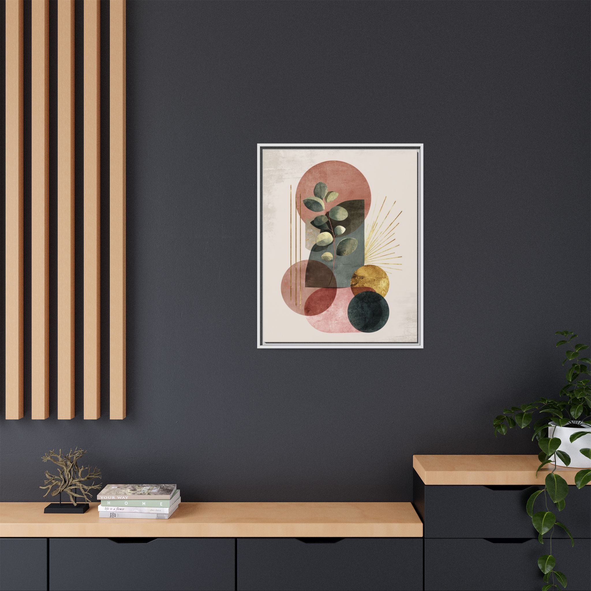 Botanical Geometric Symphony: Eucalyptus Harmony, Metallic Intersections, Modern Earth Tones   |   Custom Orders Accepted