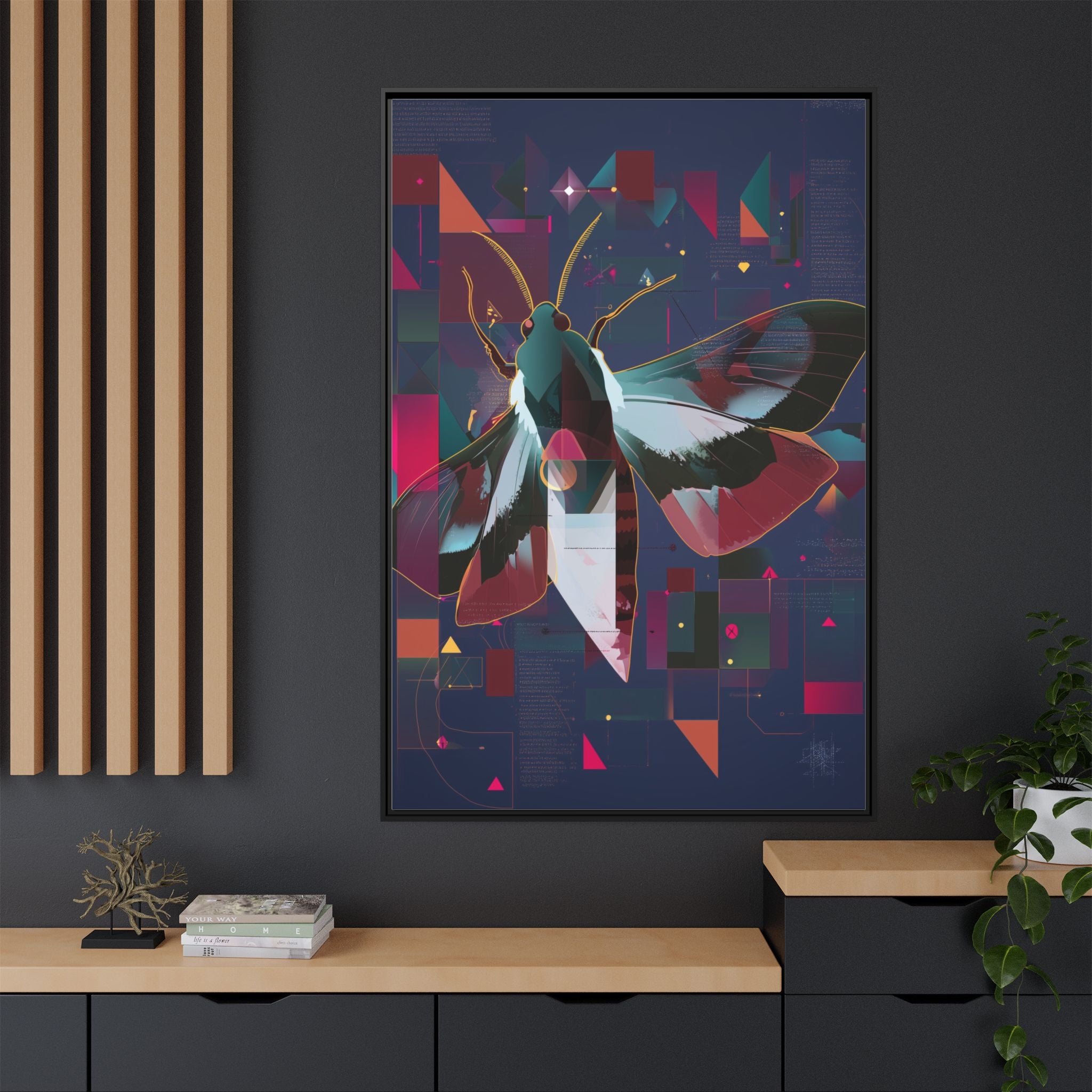 Metamorphic Circuits Framed Print : Geometric Butterfly Fusion, Digital Abstract Techno-Art   |   Custom Orders Available