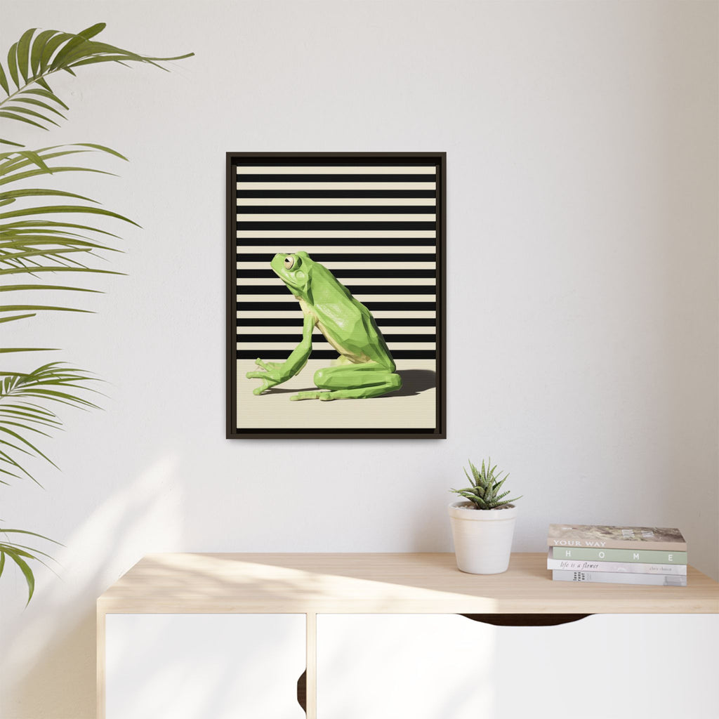 Geometric Frog Framed Print : Low-Poly Amphibian Design, Contemporary Minimalist Art   |  Personalized & Custom Orders Available