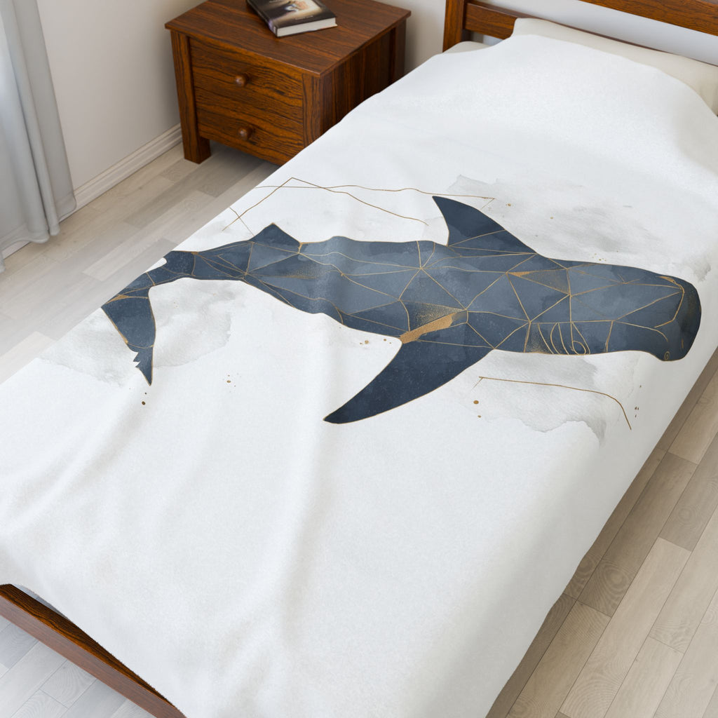 Polygonal Shark Blanket, Abstract Aquatic Design, Mosaic Oceanic Illustration   |  Personalized & Custom Orders Available