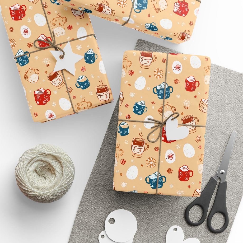 Wrapping Paper — Cozy Mittens & Snowflake Gift Wrap (Holiday Winter Pattern)