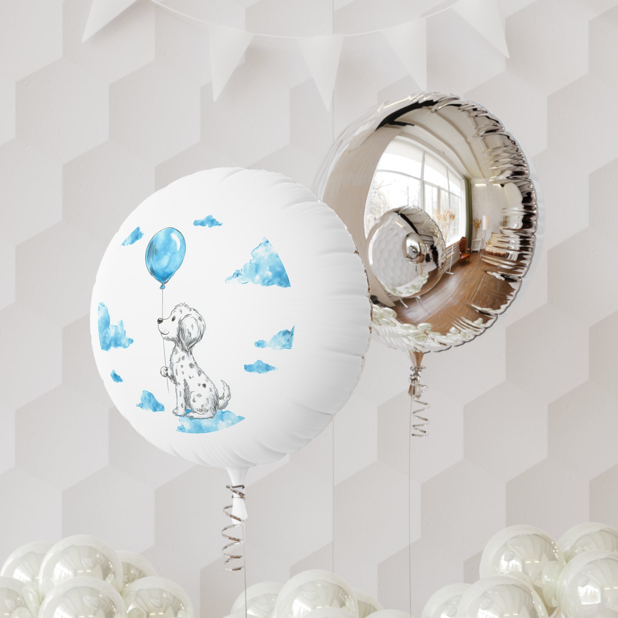 Blue Puppy Balloon — Mylar Helium Party Balloon (Baby Shower, First Birthday)