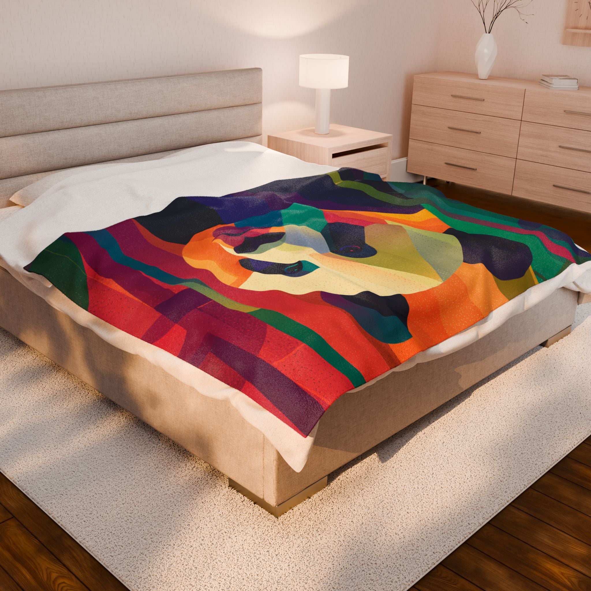 Geometric Panda Blanket: Wildlife Art, Digital Kaleidoscope Design, Contemporary Animal Illustration   |  Personalized & Custom Orders