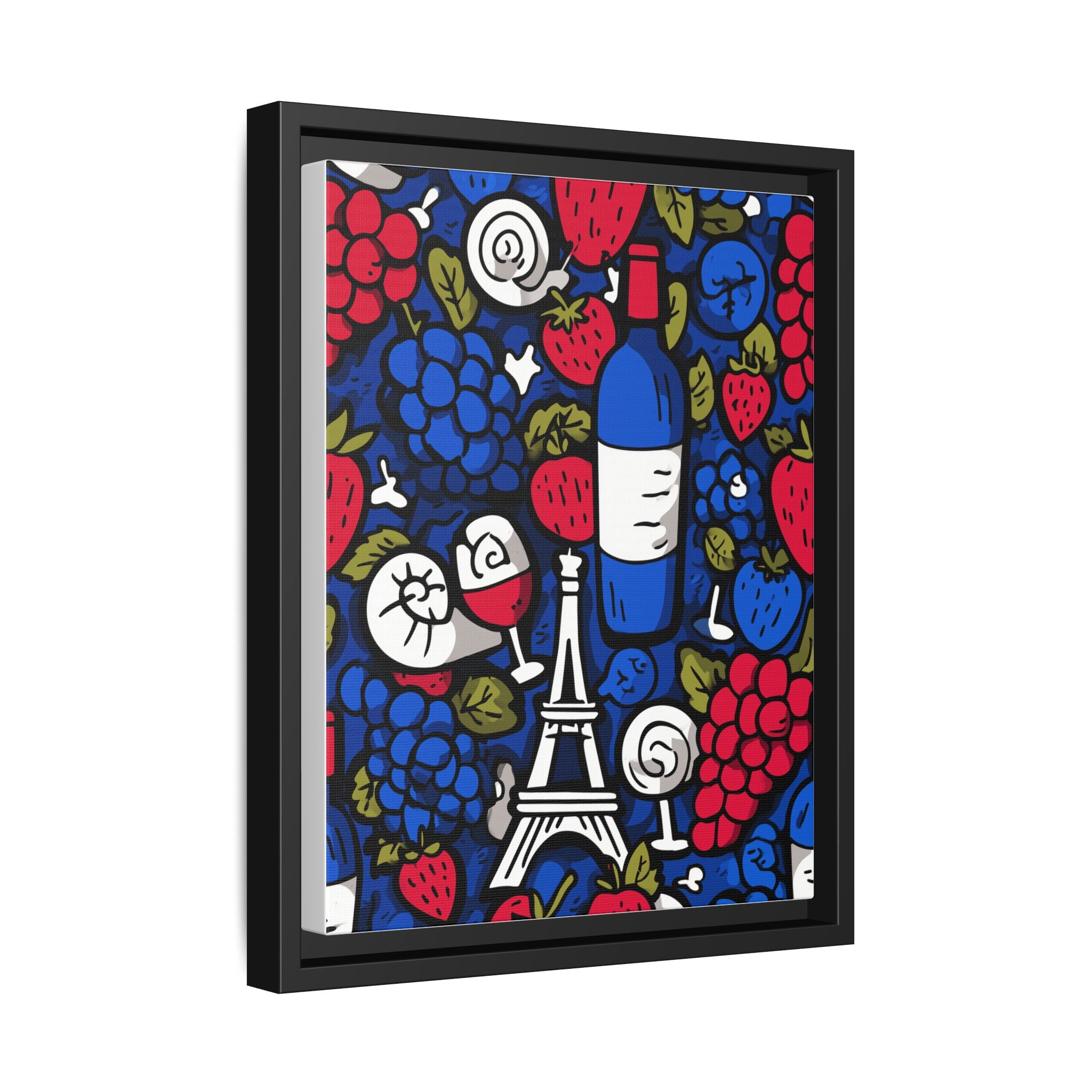 French Wine & Fruit Matte Canvas Art — Framed Paris Kitchen Print
