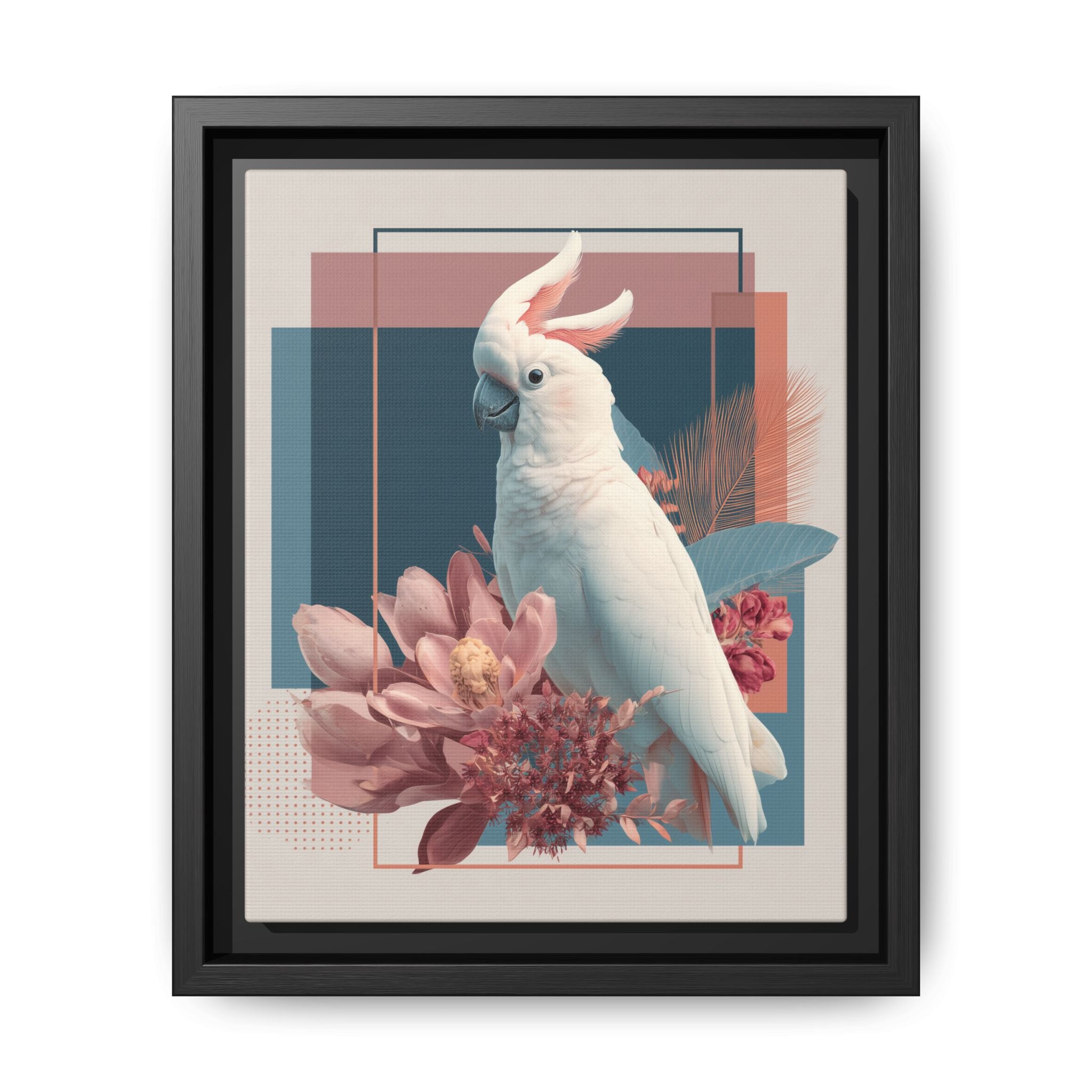 Cockatoo Geometric Framed Print : Modern Wildlife Illustration, Geometric Botanical Fusion   |  Personalized & Custom Orders Available
