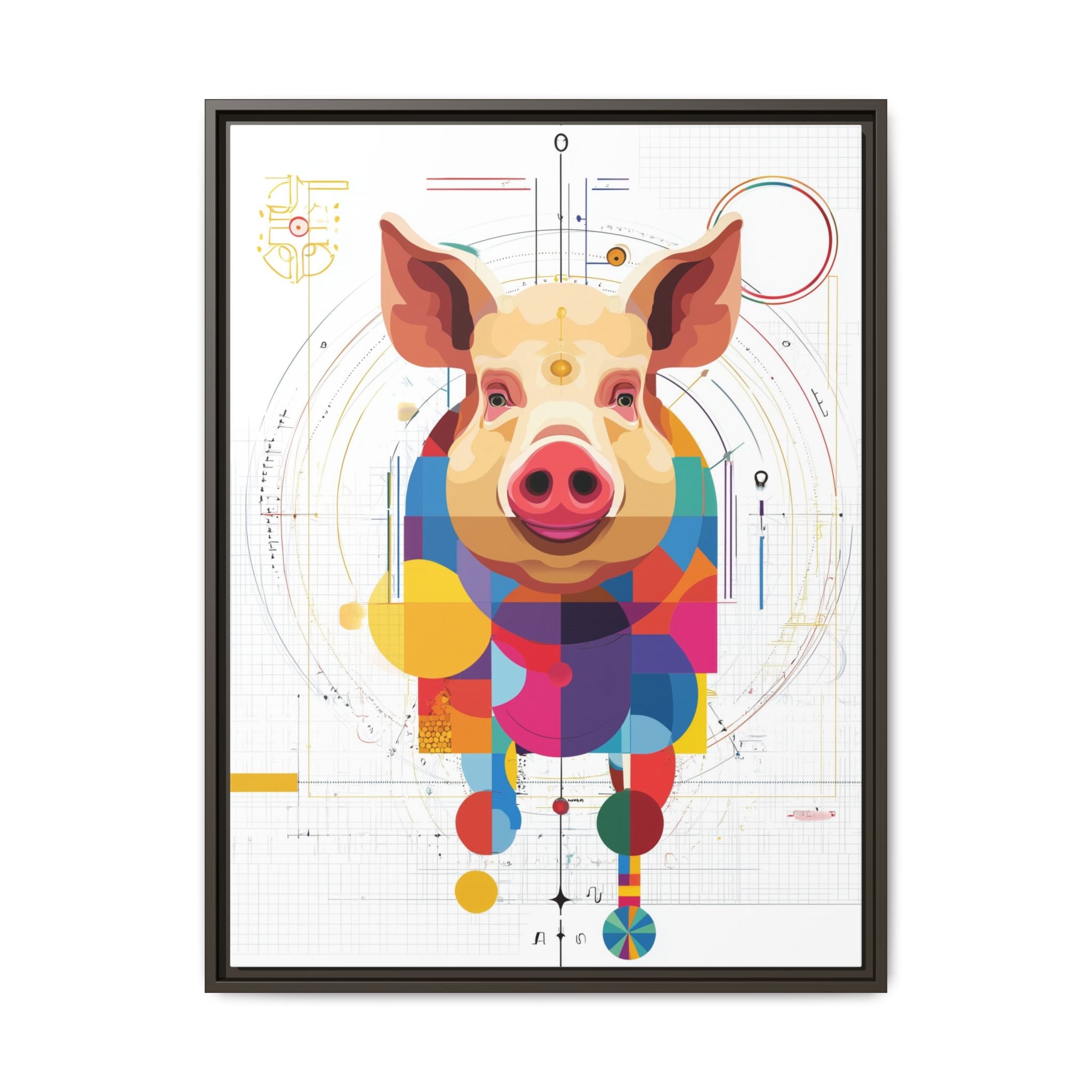 Geometric Pig: Digital Cubist Portrait, Mathematical Animal Abstraction   |    Custom Orders Available