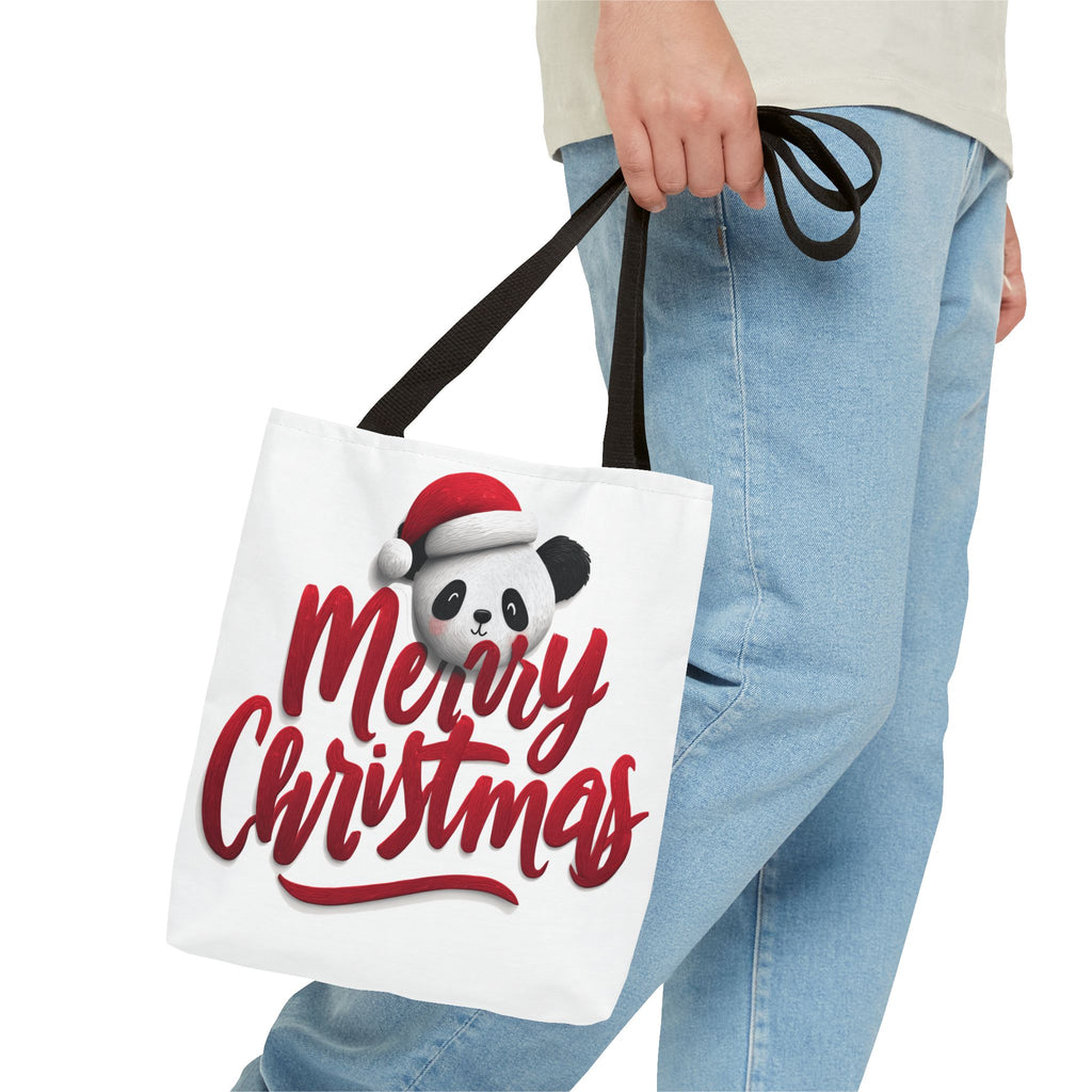 Cute Panda Merry Christmas Tote Bag (AOP)   |   Secret Santa , Christmas Gift, Unique Gift Ideas