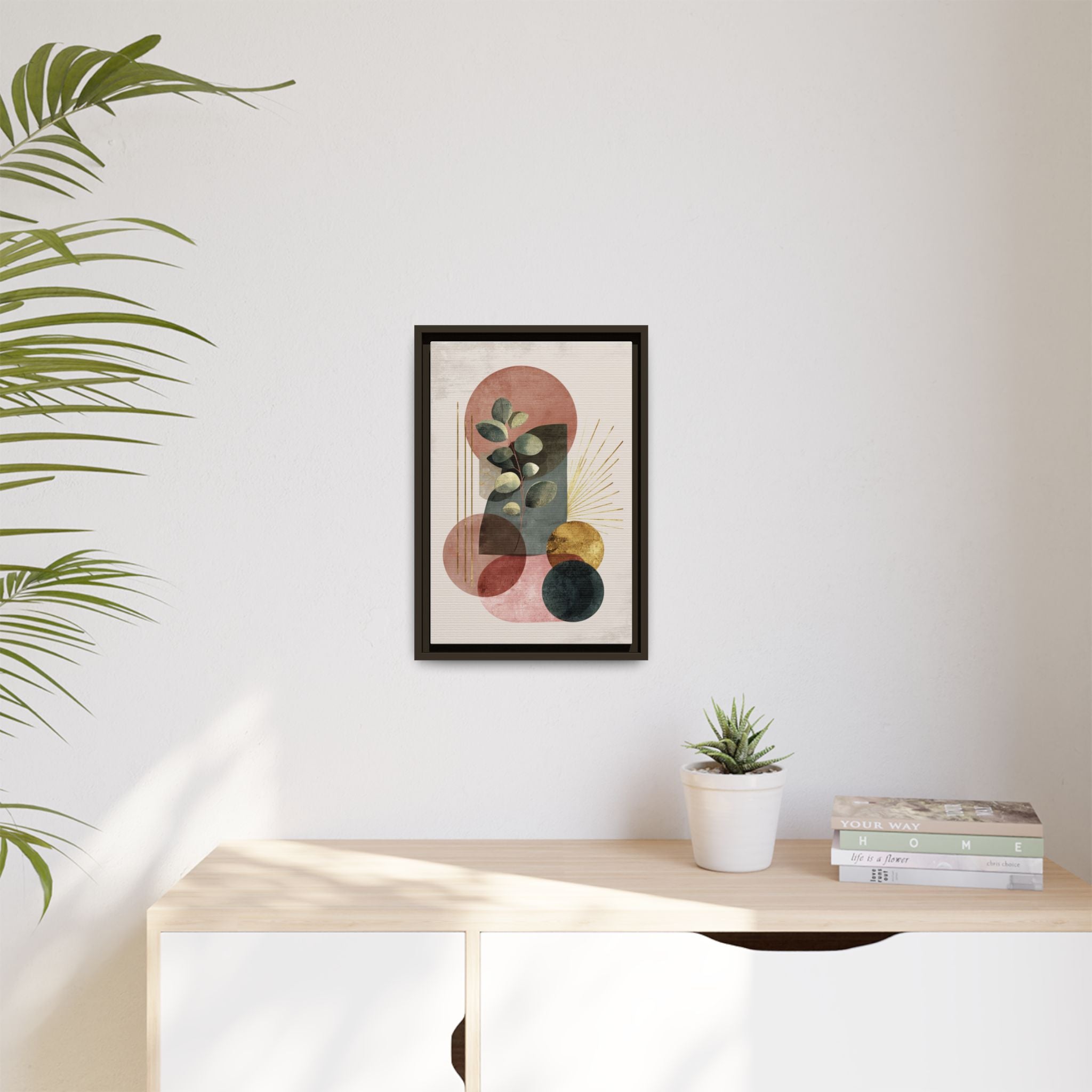 Botanical Geometric Symphony: Eucalyptus Harmony, Metallic Intersections, Modern Earth Tones   |   Custom Orders Accepted