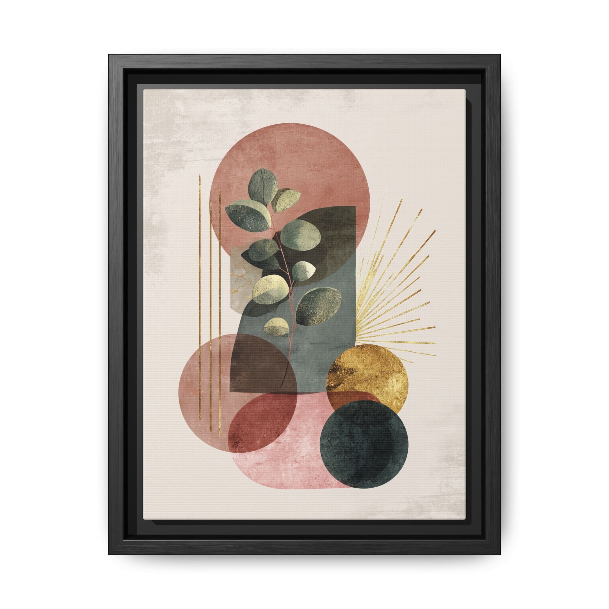 Botanical Geometric Symphony: Eucalyptus Harmony, Metallic Intersections, Modern Earth Tones   |   Custom Orders Accepted