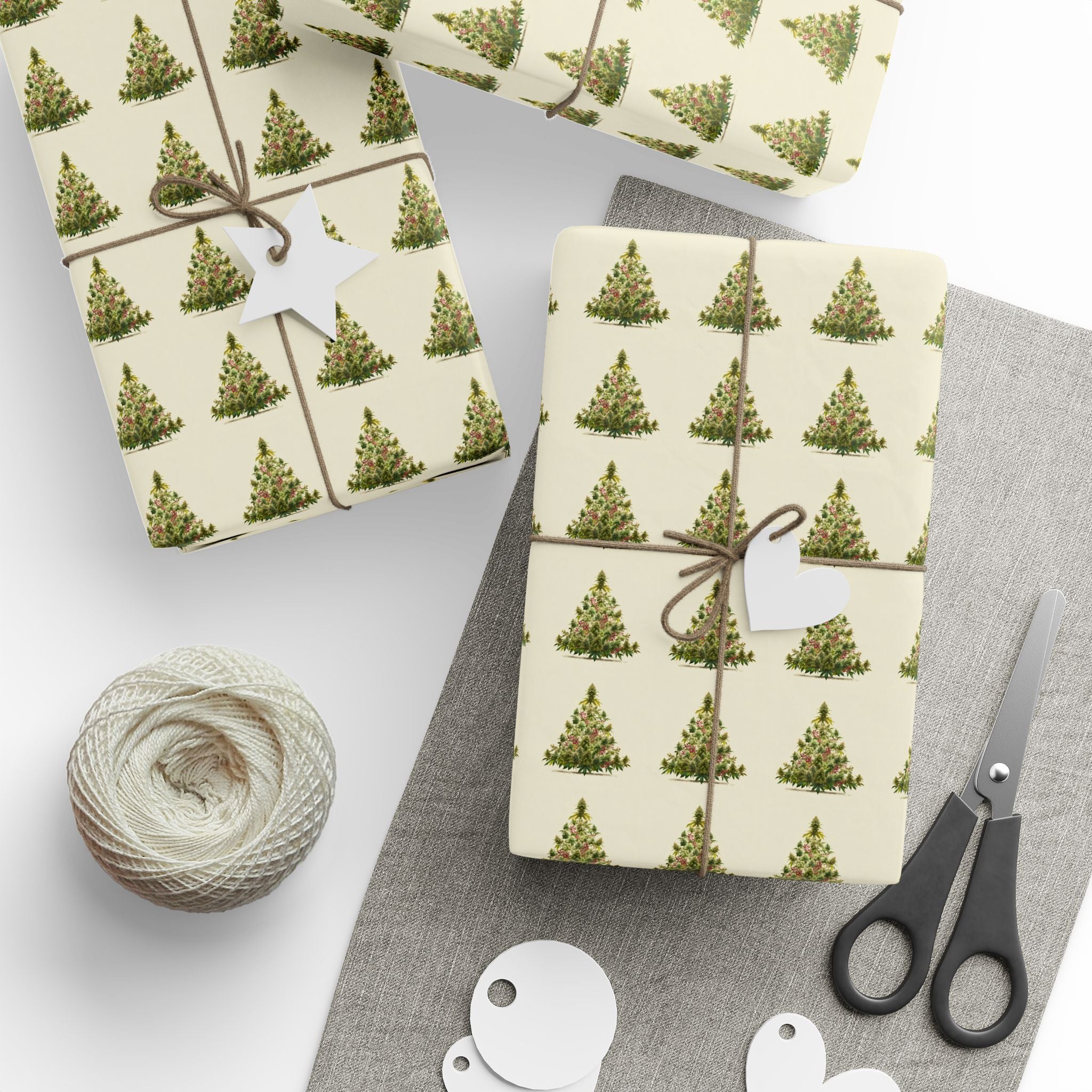 Marijuana Bud Christmas Tree Festive Wrapping Paper - Gift Wrapping, Christmas, Birthday, Stoner Gift