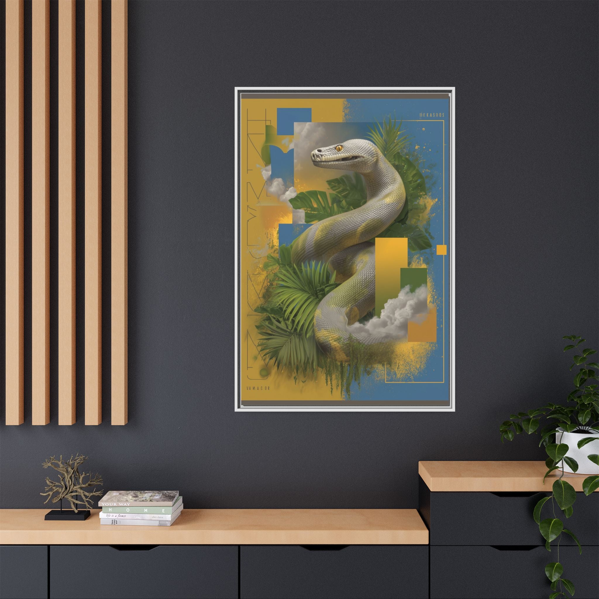 Serpent of Surreal Geometries: Tropical Hyperrealism, Digital Snake Illustration   |    Custom Orders Available