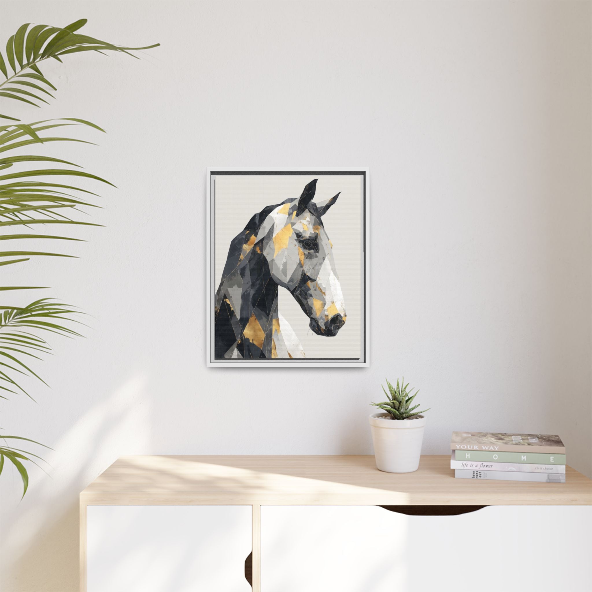 Equine Geometrica: Contemporary Cubist Horse, Metallic Abstract Portrait   |  Personalized & Custom Orders Available