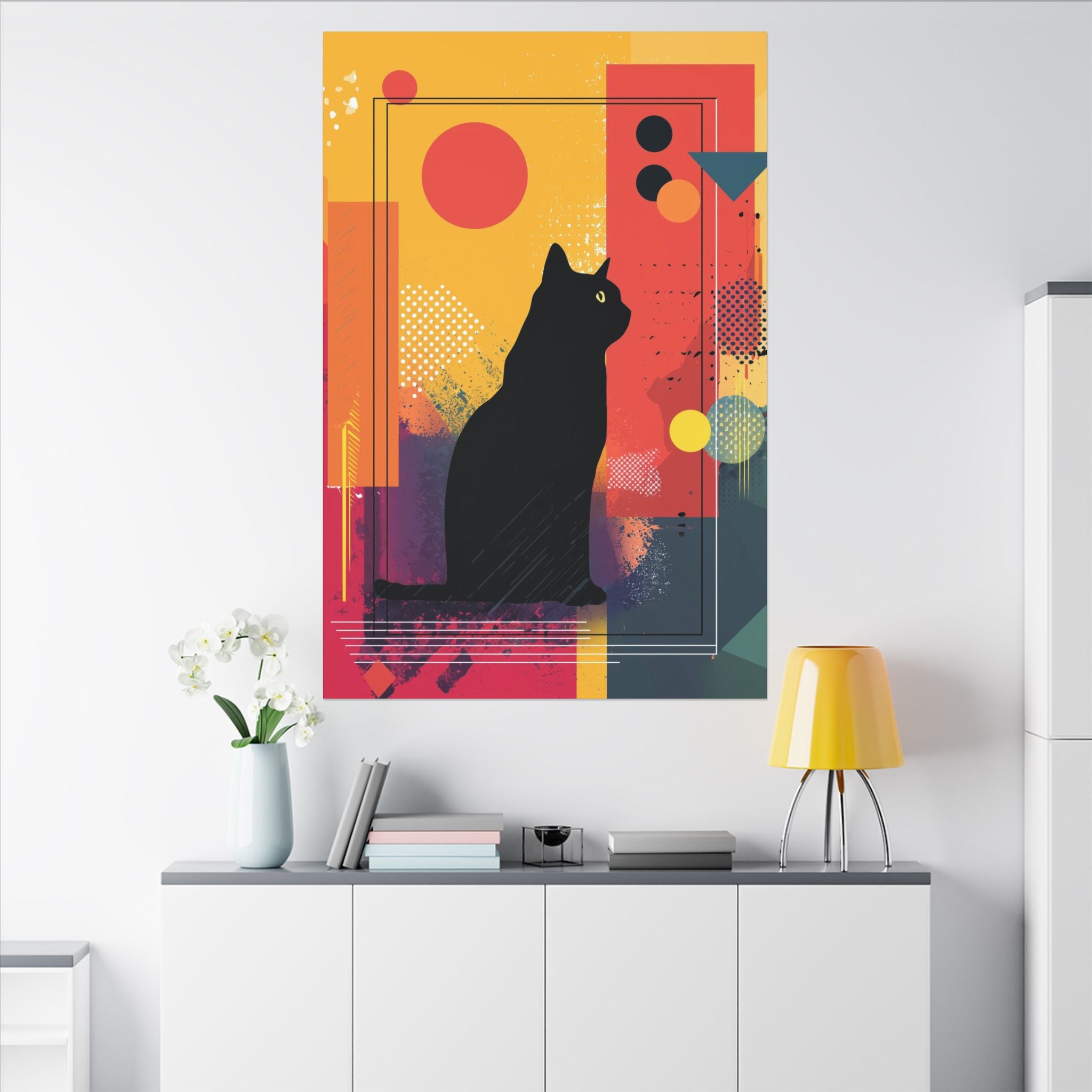 Feline Fusion: Geometric Kaleidoscope, Abstract Digital Art, Colorful Pop Silhouette   |  Personalized & Custom Orders Available