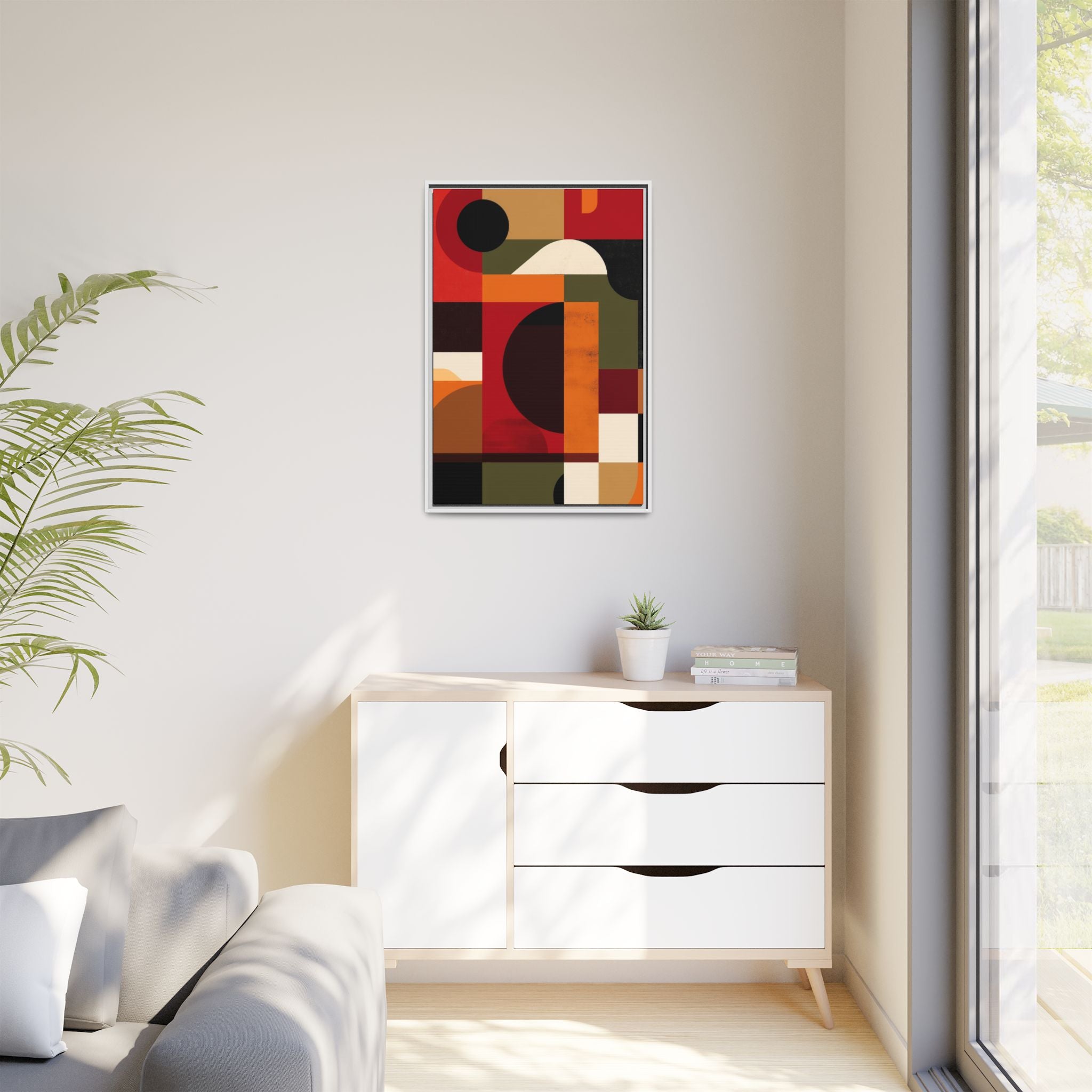 Geometric Convergence: Abstract Bauhaus Design, Constructivist Color Blocks, Architectural Art Composition   |   Custom Orders Accepted