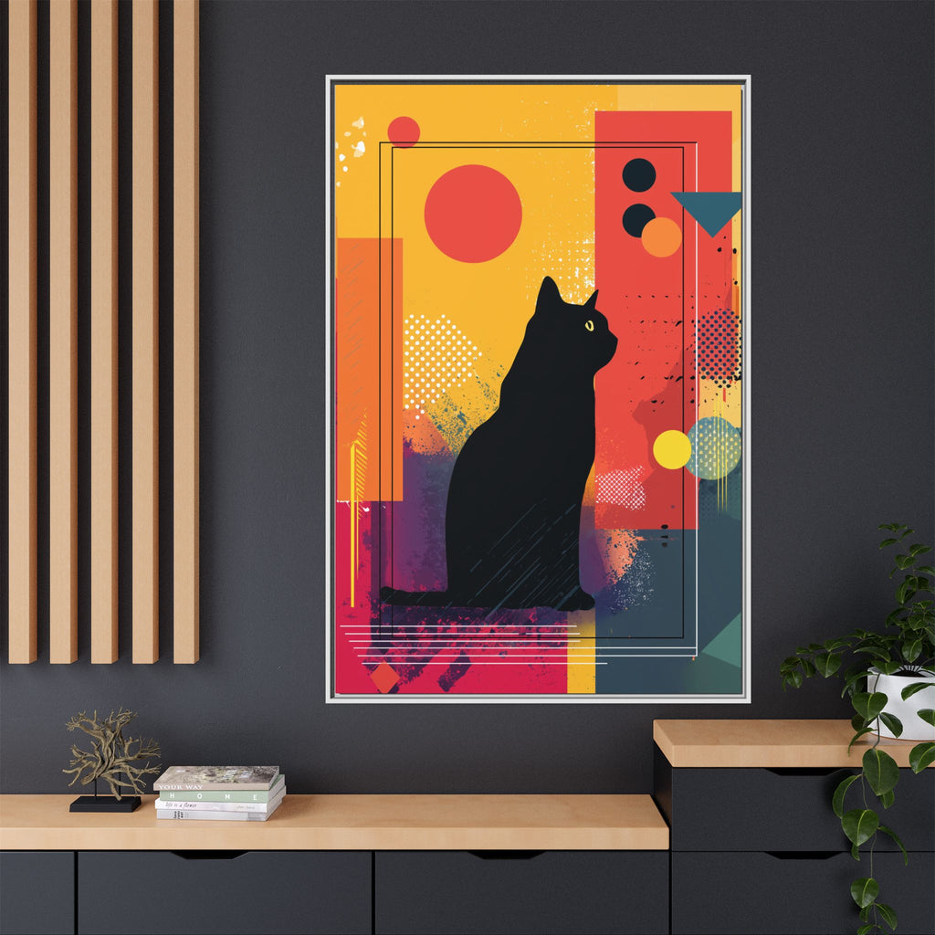 Feline Geometry Framed Print: Abstract Cat Silhouette, Retro Digital Design   |  Personalized & Custom Orders Available