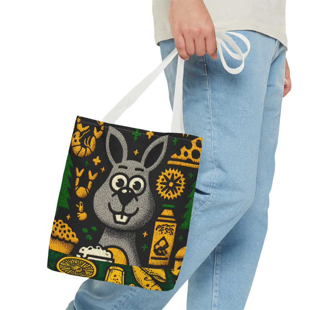 Fun Kangaroo-Themed Tote Bag, Cute Bunny and Kangaroo Design, Eco-Friendly Reusable Bag for Picnics, Gifts, Spring Decor, Beach