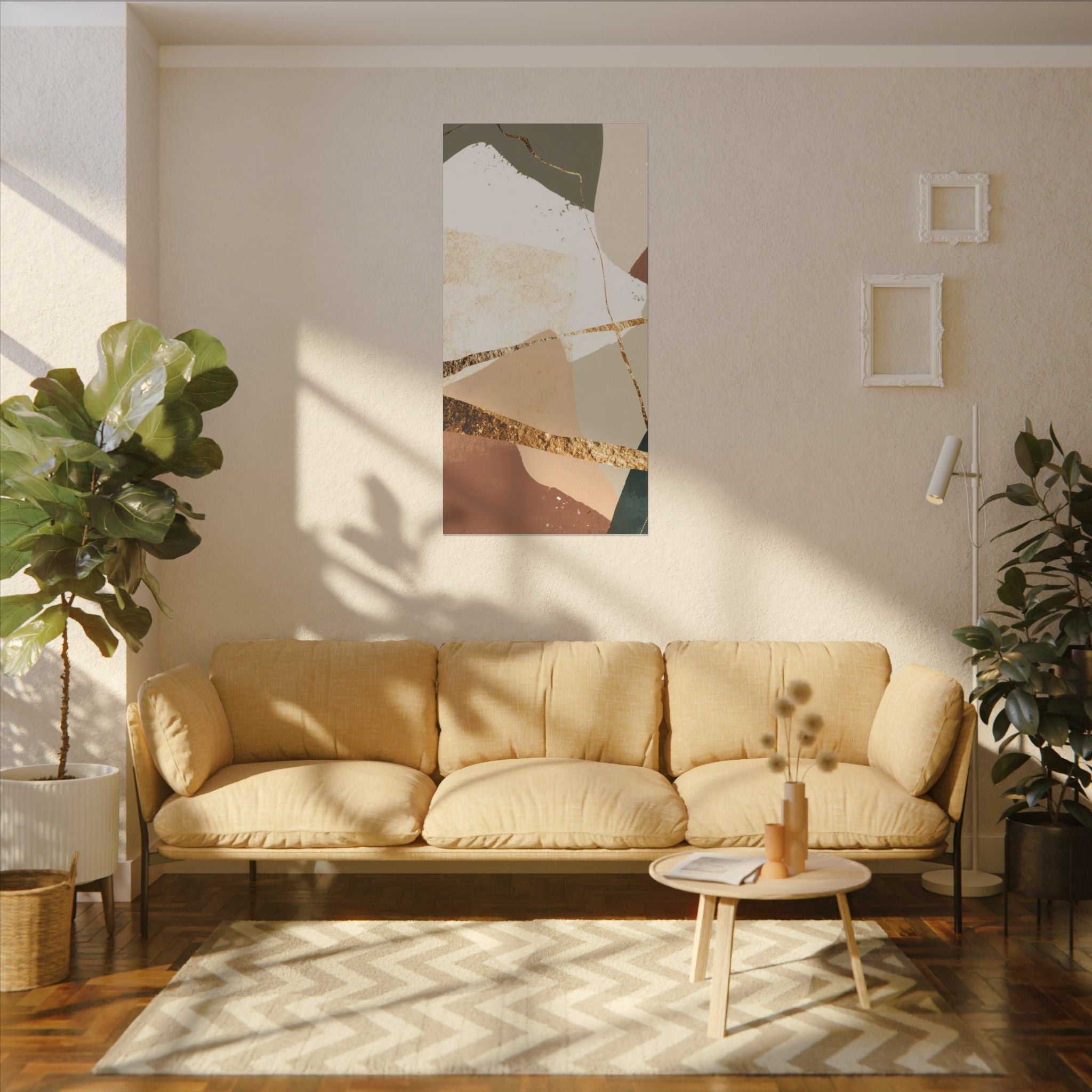 Canvas Print, Abstract Earthy Gold Wall Art, Modern Designer Home Decor, Stretched Matte Canvas; Thick, Multi-Size, Office Decor