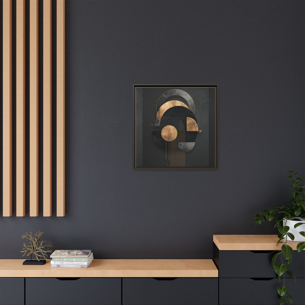 Geometric Resonance: Abstract Gold and Black Design, Minimalist Architectural Art, Modern Metallic Composition   |   Custom Orders Accepted