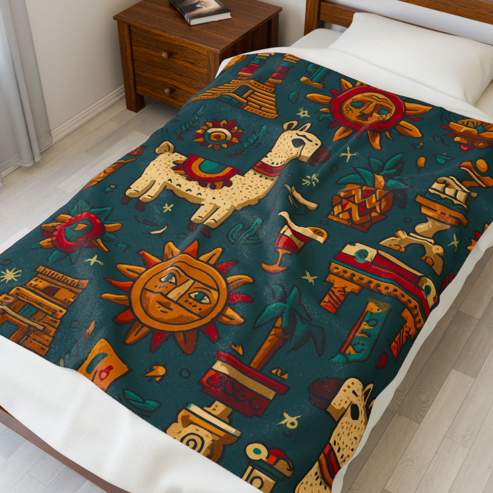 Mesoamerican Fiesta: Vibrant Southwestern Aztec Pattern, Flat Cartoon Style Seamless Design   |   Custom Orders Accepted