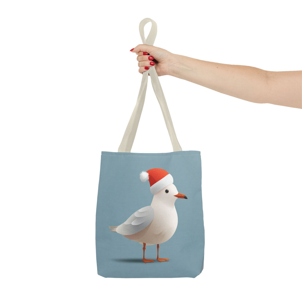 Christmas Seagull Tote Bag, Holiday Shopping Bag, Eco-Friendly Gift Bag, Cute Coastal Accessories, Winter Tote for Bird Lovers