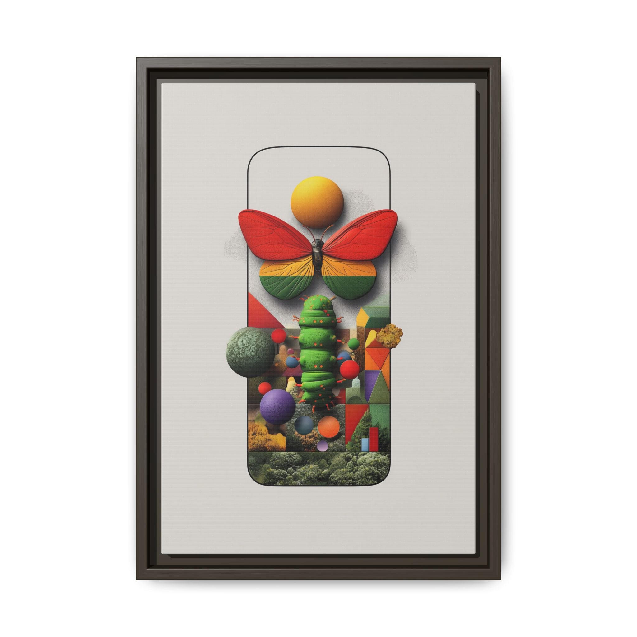 Metamorphosis Framed Print : Geometric Nature Transformation, Vibrant Butterfly Composition   |  Personalized & Custom Orders Available