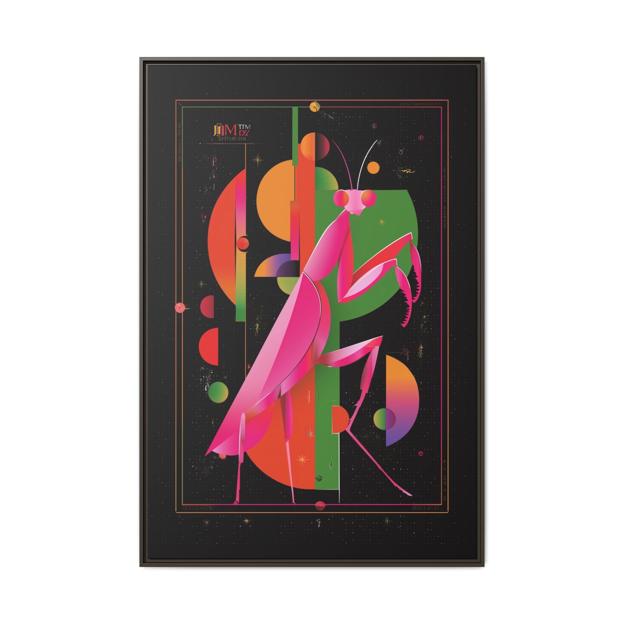 Cosmic Mantis Framed Print: Geometric Space Odyssey, Cubist Insect Illustration   |  Personalized & Custom Orders Available