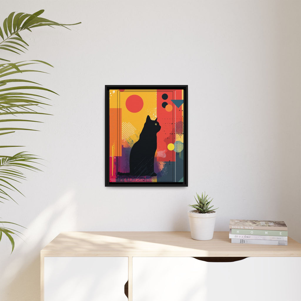 Feline Geometry Framed Print: Abstract Cat Silhouette, Retro Digital Design   |  Personalized & Custom Orders Available