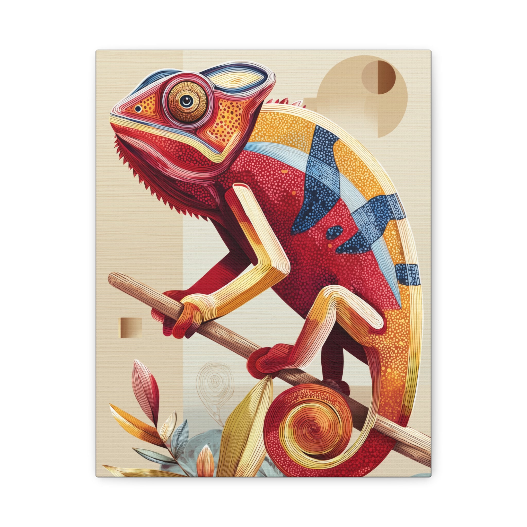 Chameleon Canvas Print, pastel geometric chameleon wall art, Home Decor, Office Decor, Gift for Her, Unique Artwork, Teen Room Decor