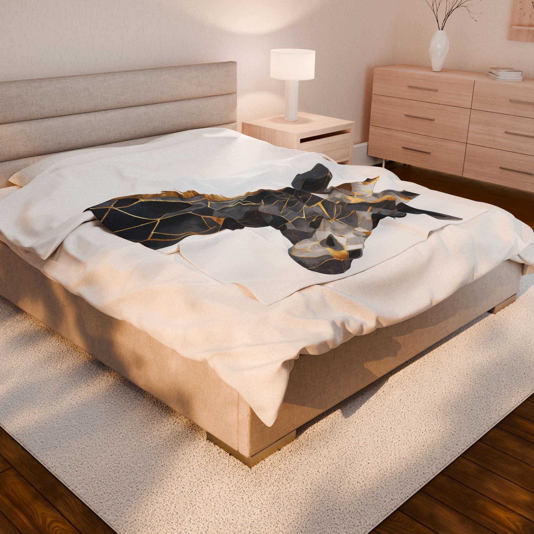 Geometric Giraffe Doona Cover: Modern Mosaic, Angular Metallic Design, Contemporary Animal Art   |  Personalized & Custom Orders Available