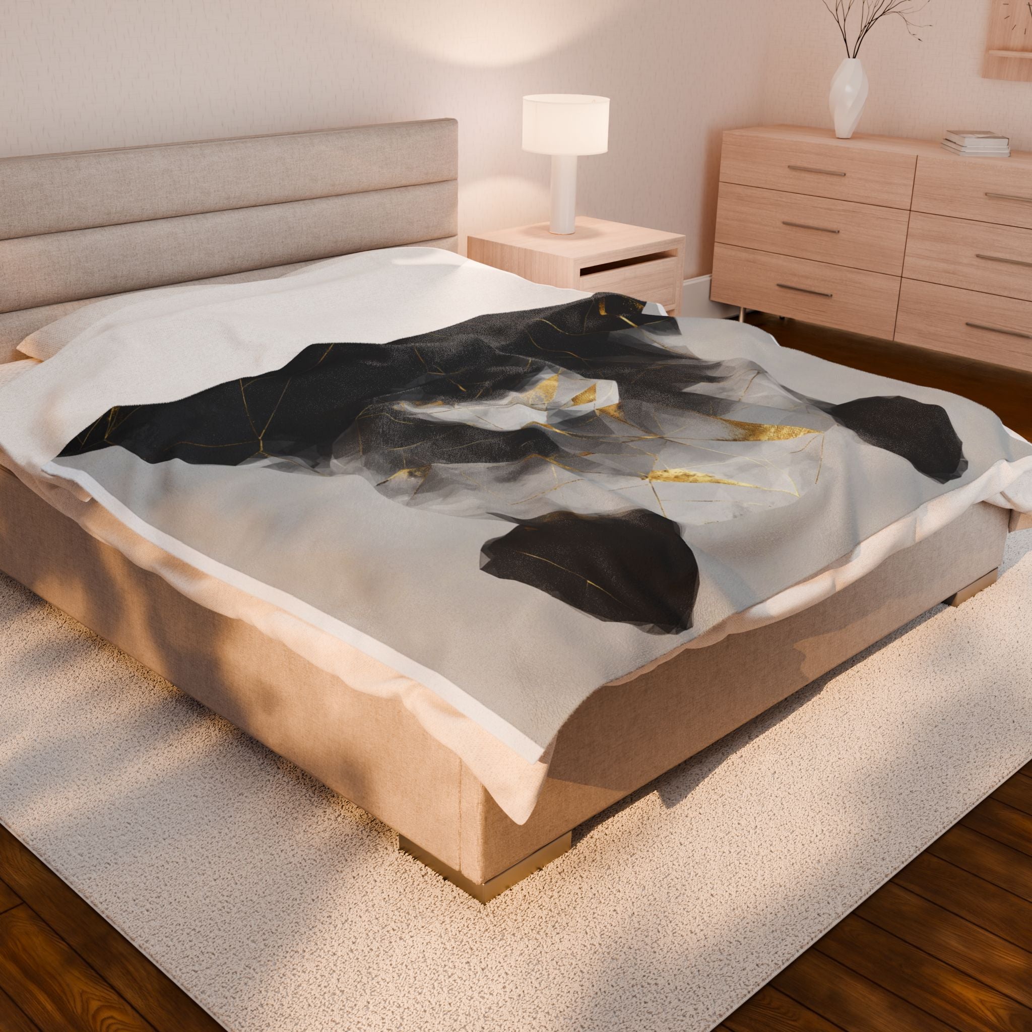 Fractured Panda Blanket: Geometric Digital Art, Polygonal Wildlife, Modern Metallic Rendering   |  Personalized & Custom Orders Available