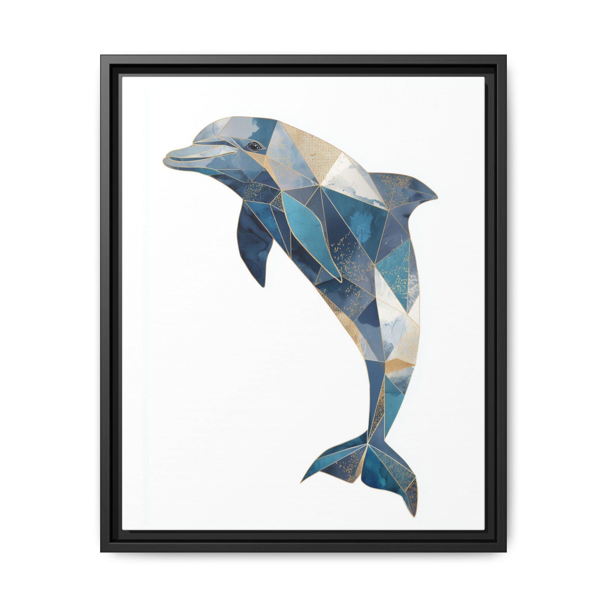 Geometric Dolphin Mosaic Framed Print , Contemporary Marine Art   |  Personalized & Custom Orders Available