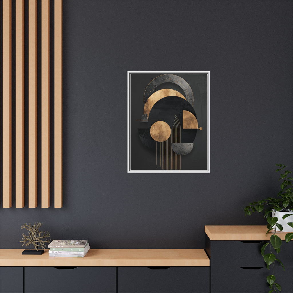 Geometric Resonance: Abstract Gold and Black Design, Minimalist Architectural Art, Modern Metallic Composition   |   Custom Orders Accepted