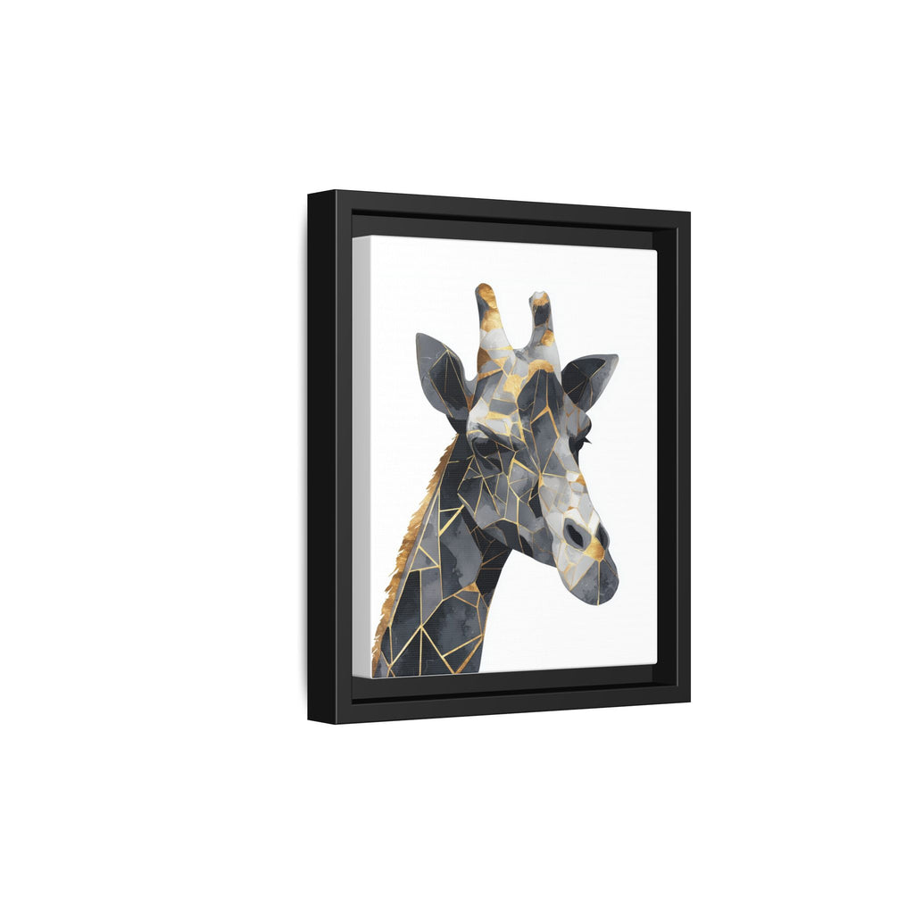 Geometric Giraffe Mosaic Framed Print : Contemporary Cubist Animal Portrait, Metallic Gold Angular Design   |   Custom Orders Available