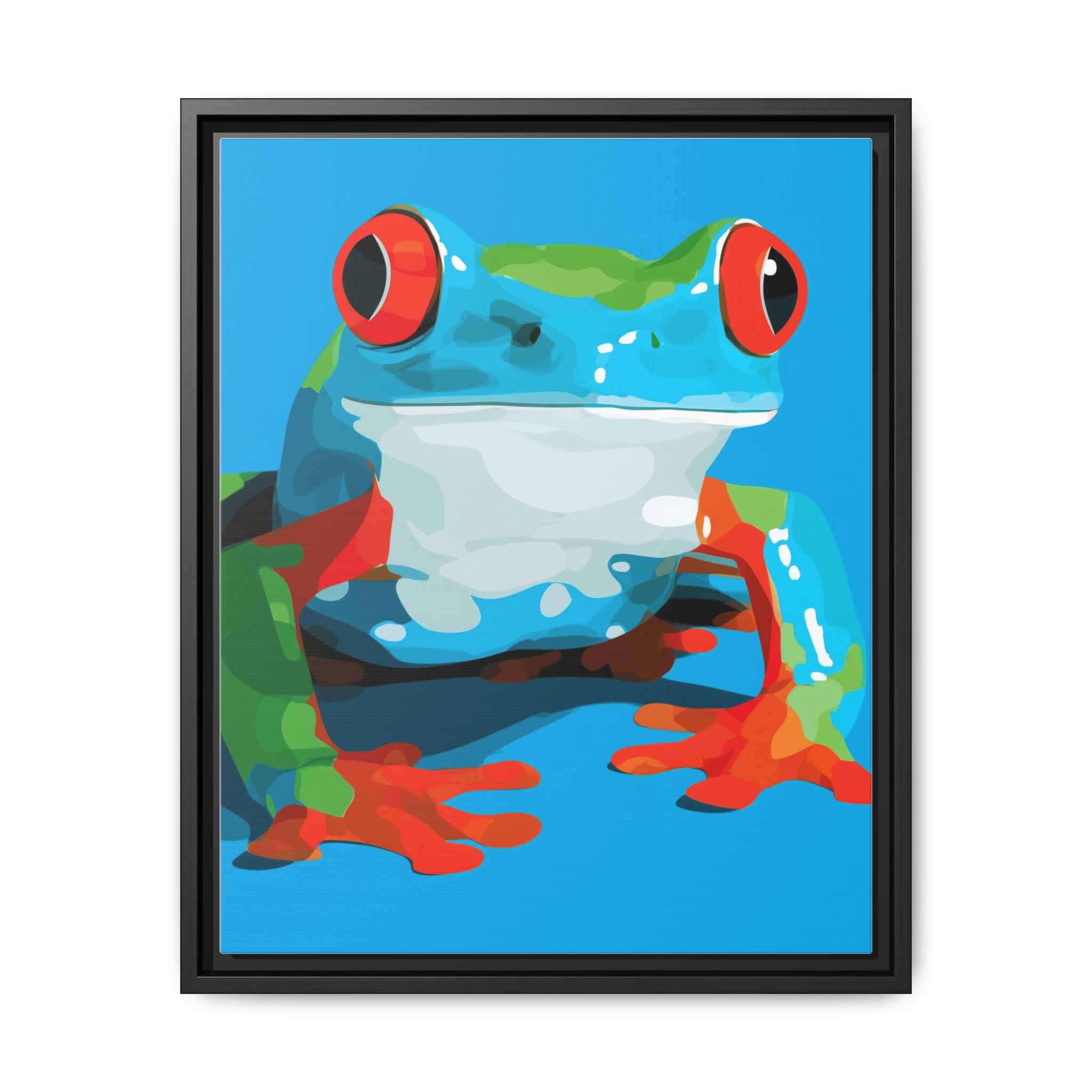 Red-Eyed Green Tree Frog Framed Print : Graphic Design, Pop Art Amphibian Portrait   |  Personalized & Custom Orders Available