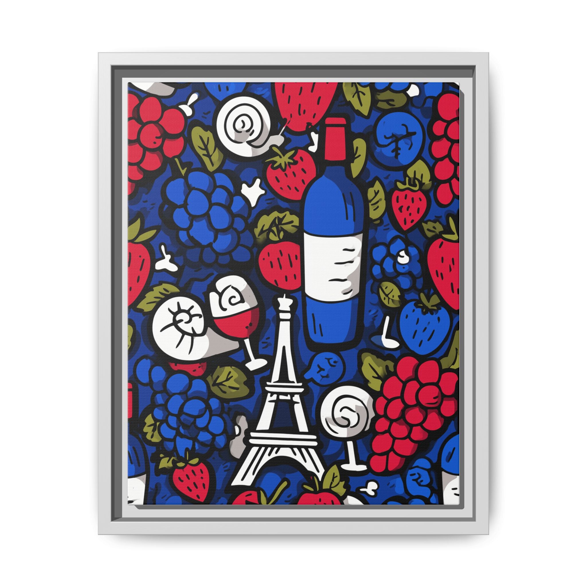 French Wine & Fruit Matte Canvas Art — Framed Paris Kitchen Print