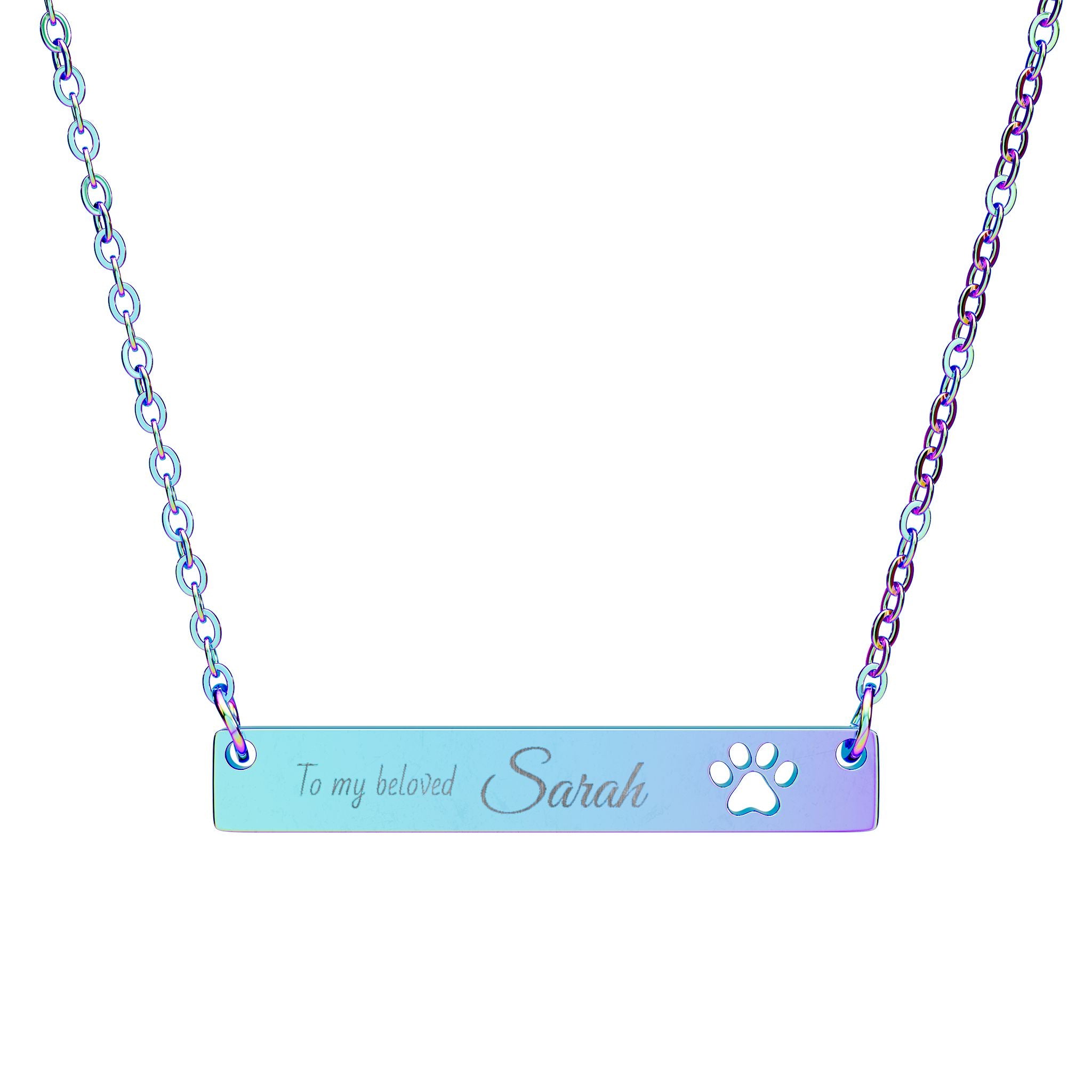 Necklace Engraved with Cutout Paw design for Animal Lover, Dog Lover