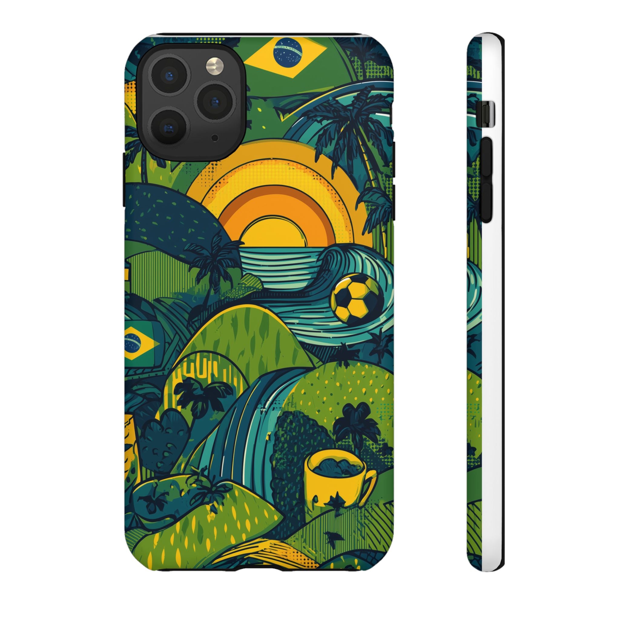 Brazil Tough Cases: Sporty Tropical Phone Case, Fun Beach Vibe Phone Accessory, Summer Travel Gift, Colorful Phone Cover, Casual Style Tech