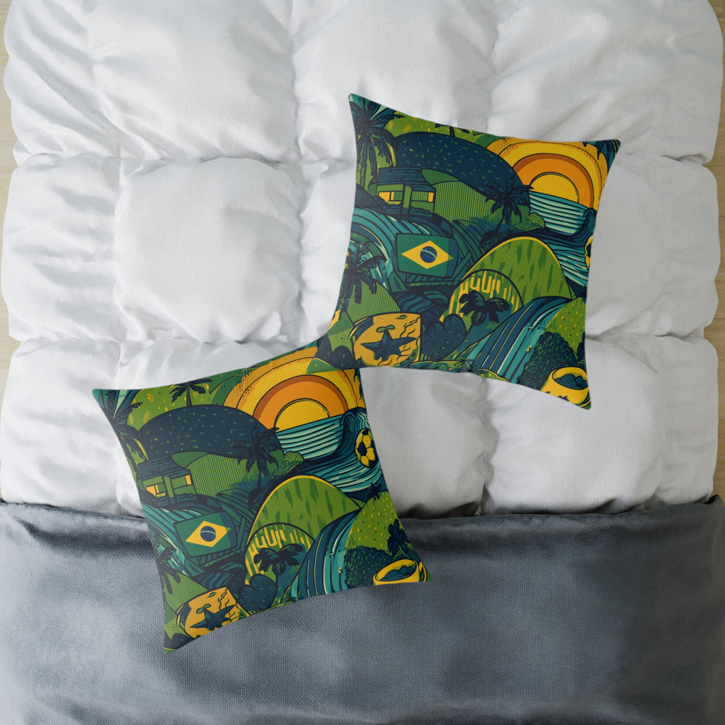 Vibrant Brazil-Themed Square Poly Canvas Pillow, Boho Decorative Cushion, Living Room Accent, Gift for Nature Lovers, Eco-Friendly [...]