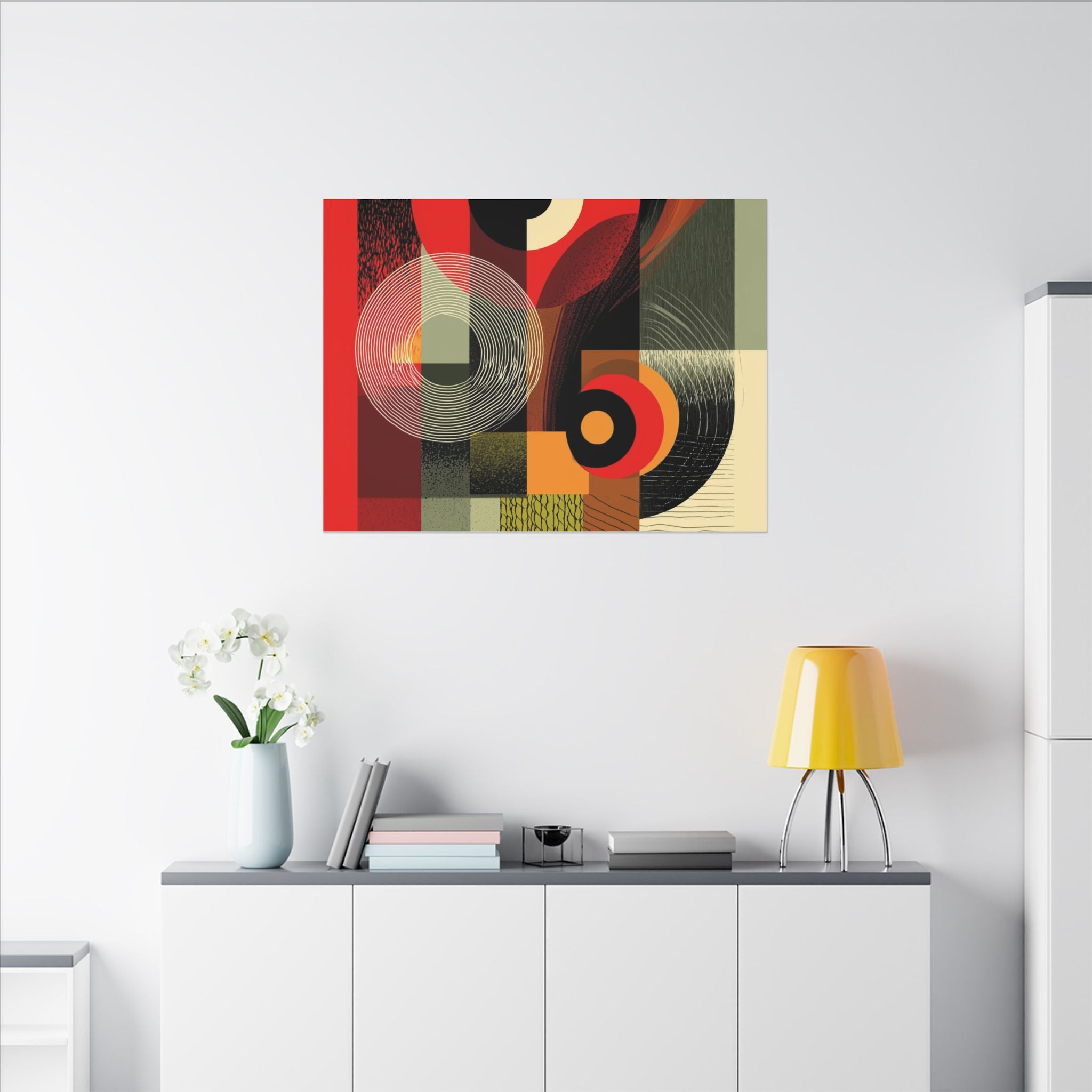 Geometric Convergence: Mid-Century Modern Abstract, Constructivist Design Principles, Bold Chromatic Composition   |   Custom Orders