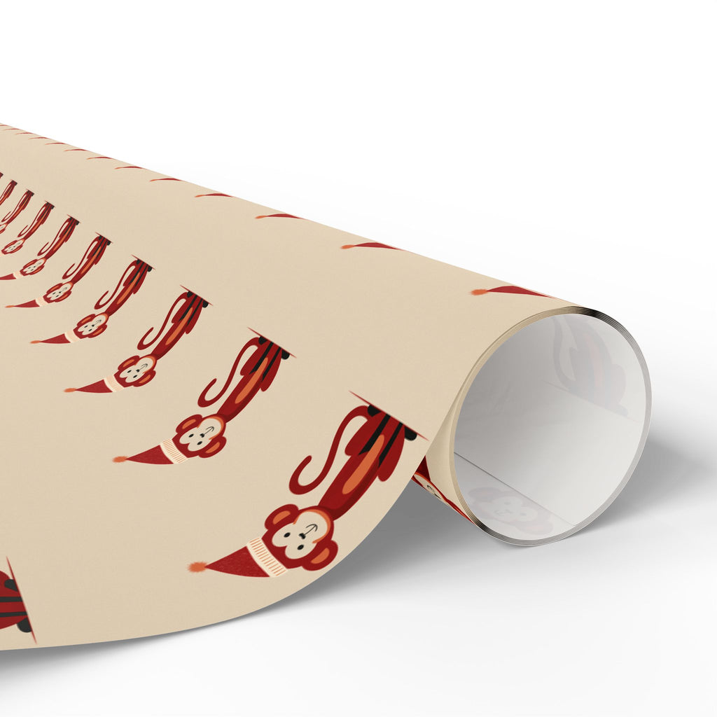 Cute Monkey Festive Wrapping Paper - Cute Holiday Designs with Monkeys and Santa, Gift Wrapping, Christmas, Birthday, Baby Shower, Jungle