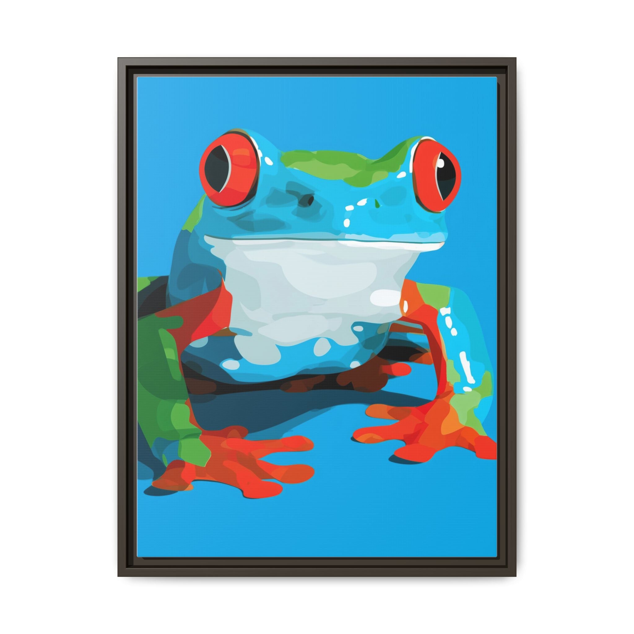 Red-Eyed Green Tree Frog Framed Print : Graphic Design, Pop Art Amphibian Portrait   |  Personalized & Custom Orders Available