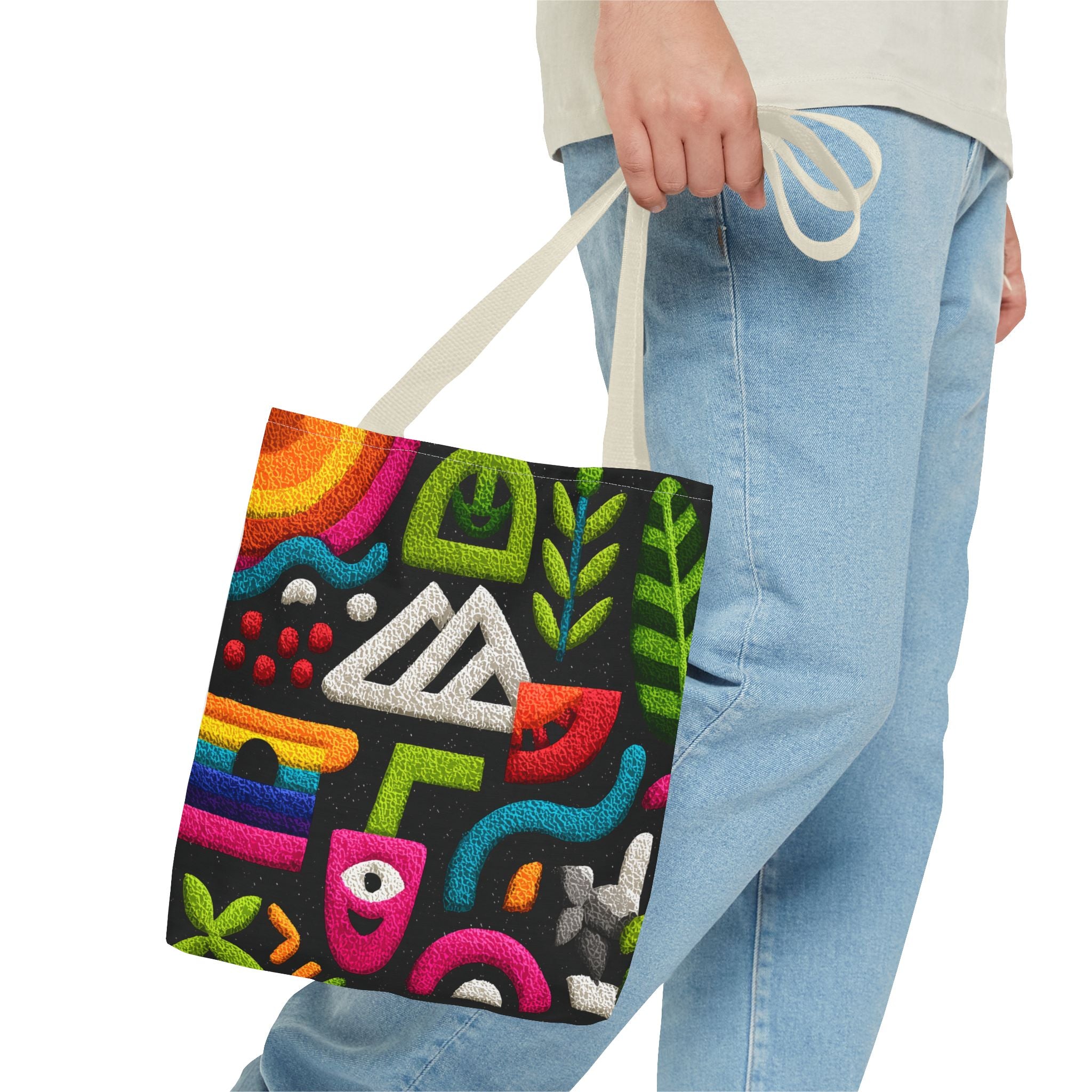 Colorful AOP Tote Bag, Vibrant Art Tote, Eco-Friendly Shopping Bag, Trendy Beach Bag, Unique Gift for Art Lovers
