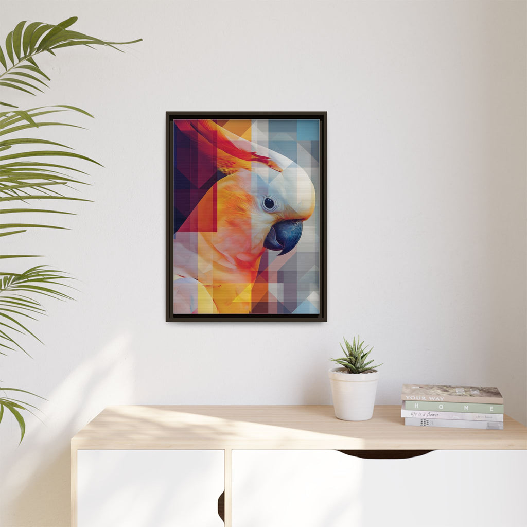 Prismatic Cockatoo Framed Print: Geometric Portrait, Digital Mosaic Artwork   |  Personalized & Custom Orders Available