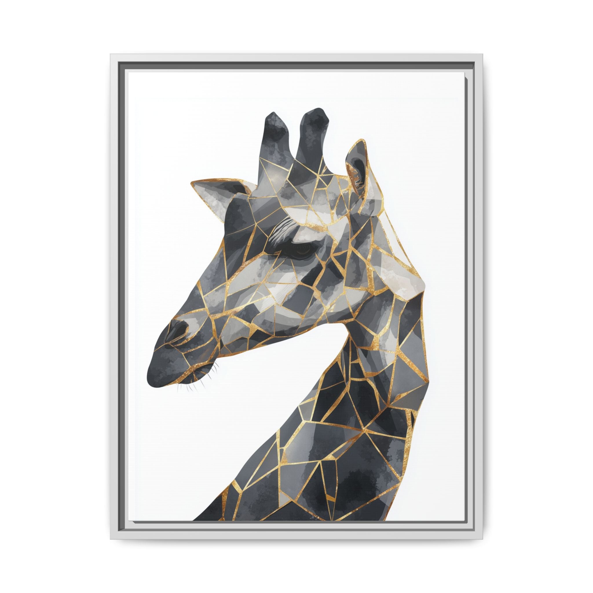 Geometric Giraffe Framed Print : Modern Mosaic Wildlife Art, Contemporary Golden Fragments   |  Personalized & Custom Orders Available