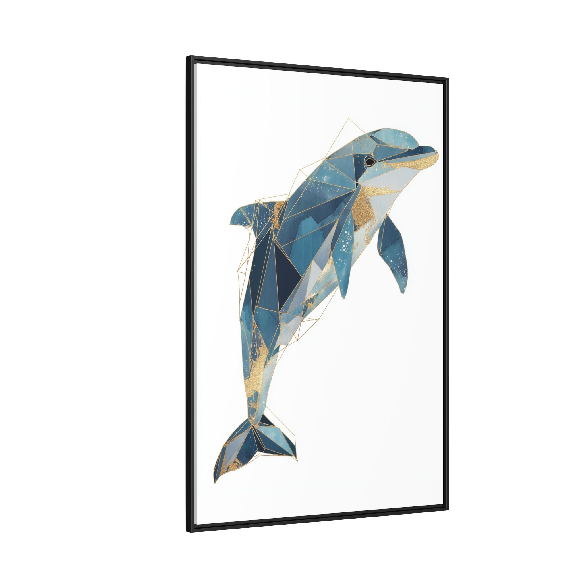 Crystalline Dolphin Framed Print : Geometric Marine Mosaic, Fractalized Blue Abstract   |  Personalized & Custom Orders Available