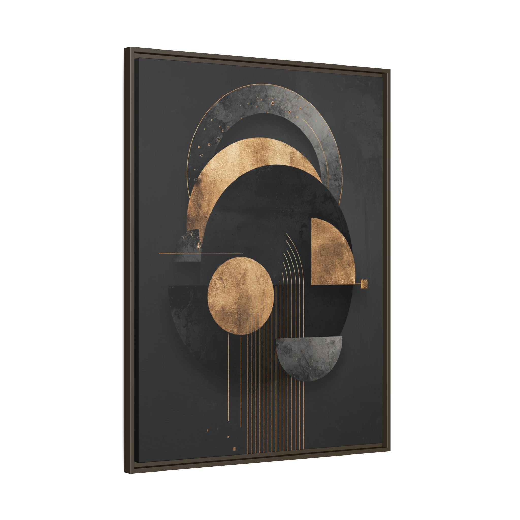 Geometric Resonance: Abstract Gold and Black Design, Minimalist Architectural Art, Modern Metallic Composition   |   Custom Orders Accepted