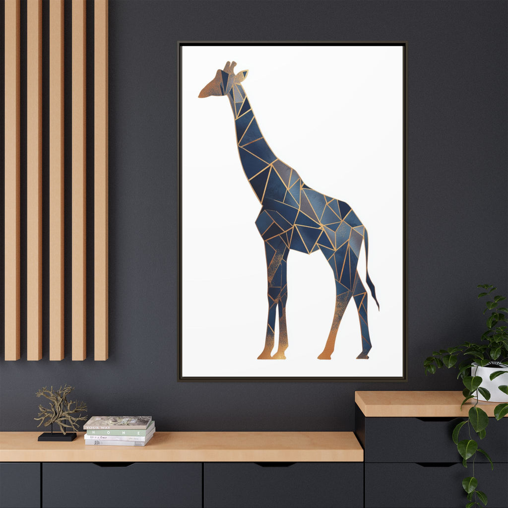 Geometric Giraffe Framed Print : Faceted Blue Mosaic, Modern Wildlife Art   |  Personalized & Custom Orders Available